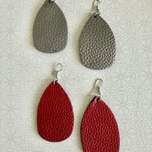 *Free* Dark Red and Gray Teardrop Earrings